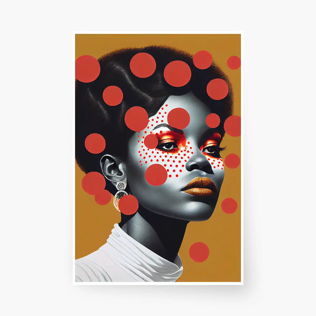 Abstract portrait of a confident black woman, dot art printable by Pop Art Portraits - Printable.app
