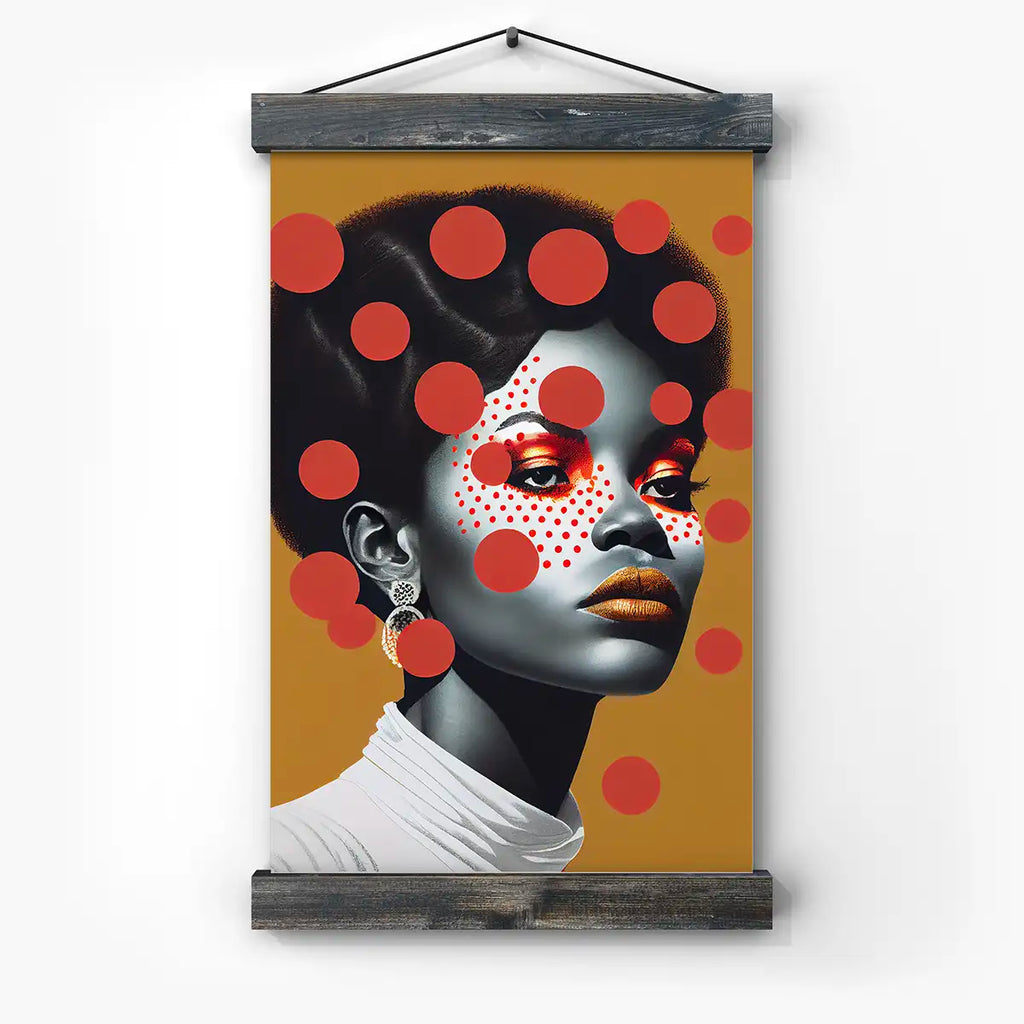 Abstract portrait of a confident black woman, dot art printable by Pop Art Portraits - Printable.app
