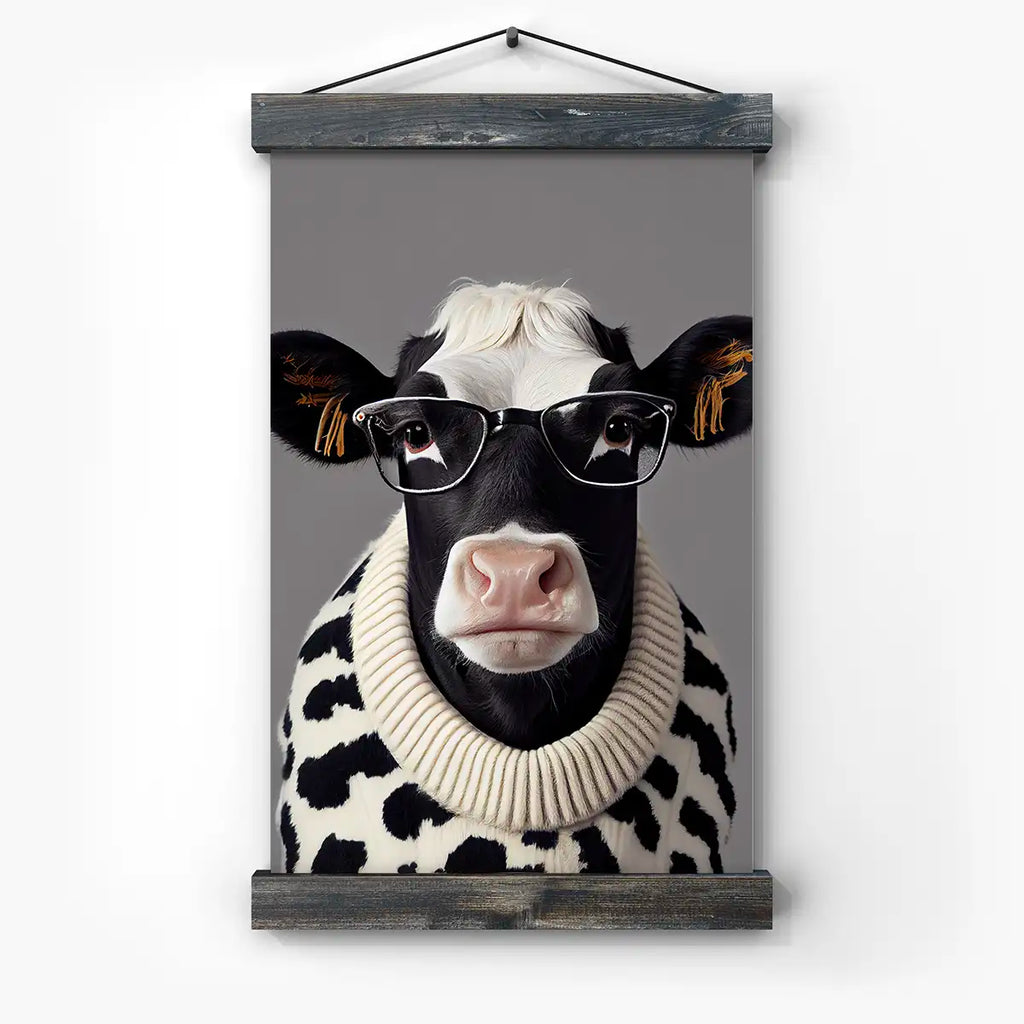 Black and White Cow Portrait, Animal Wall Art printable by Animal Prints - Printable.app