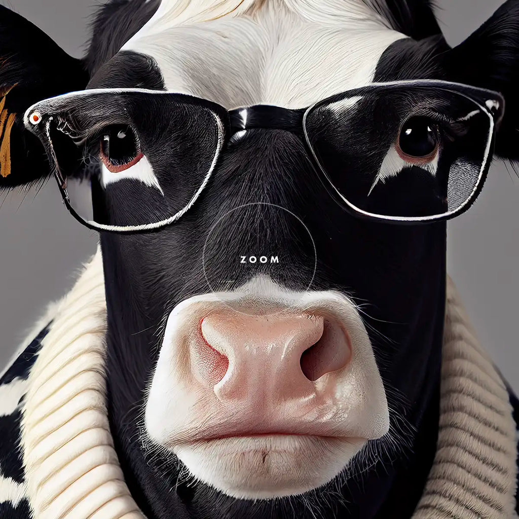Black and White Cow Portrait, Animal Wall Art printable by Animal Prints - Printable.app