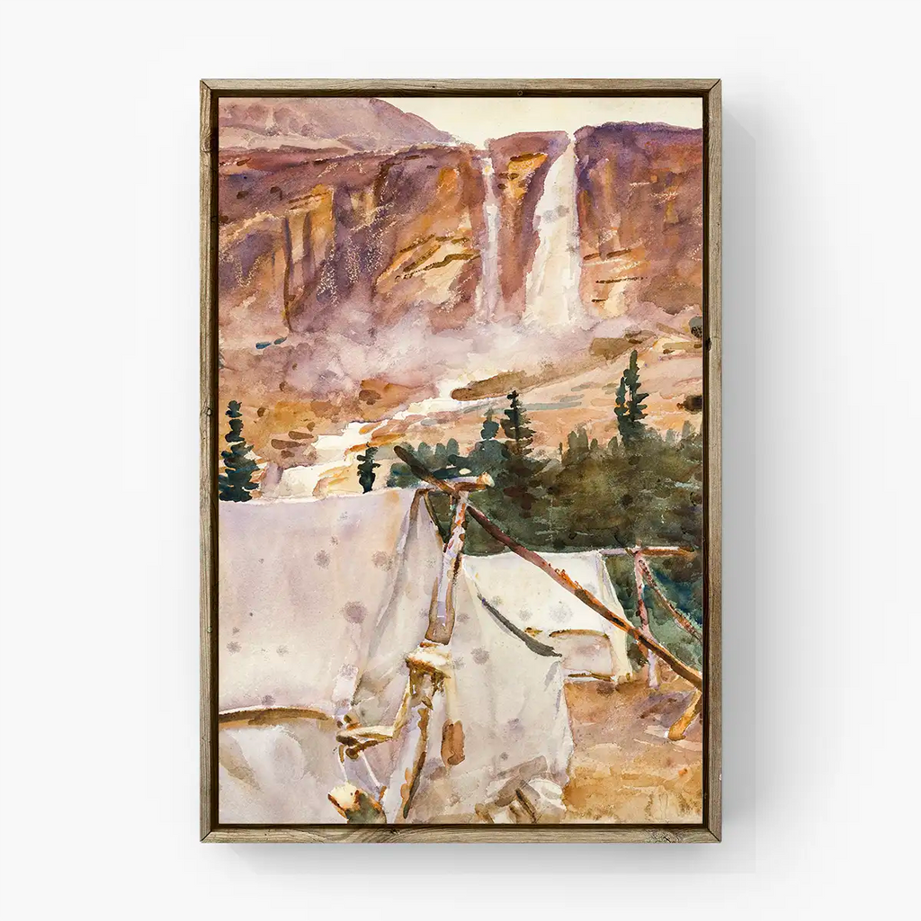 Camp and Waterfall printable by John Singer Sargent - Printable.app