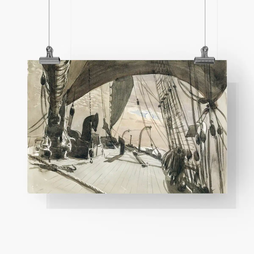 Deck of Ship in Moonlight from scrapbook printable by John Singer Sargent - Printable.app