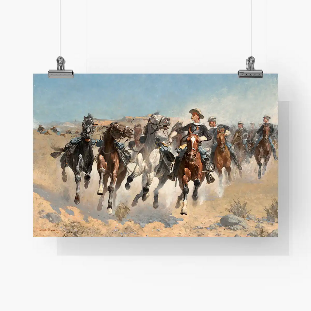 Dismounted: The Fourth Troopers Moving the Led Horses printable by Frederic Remington - Printable.app