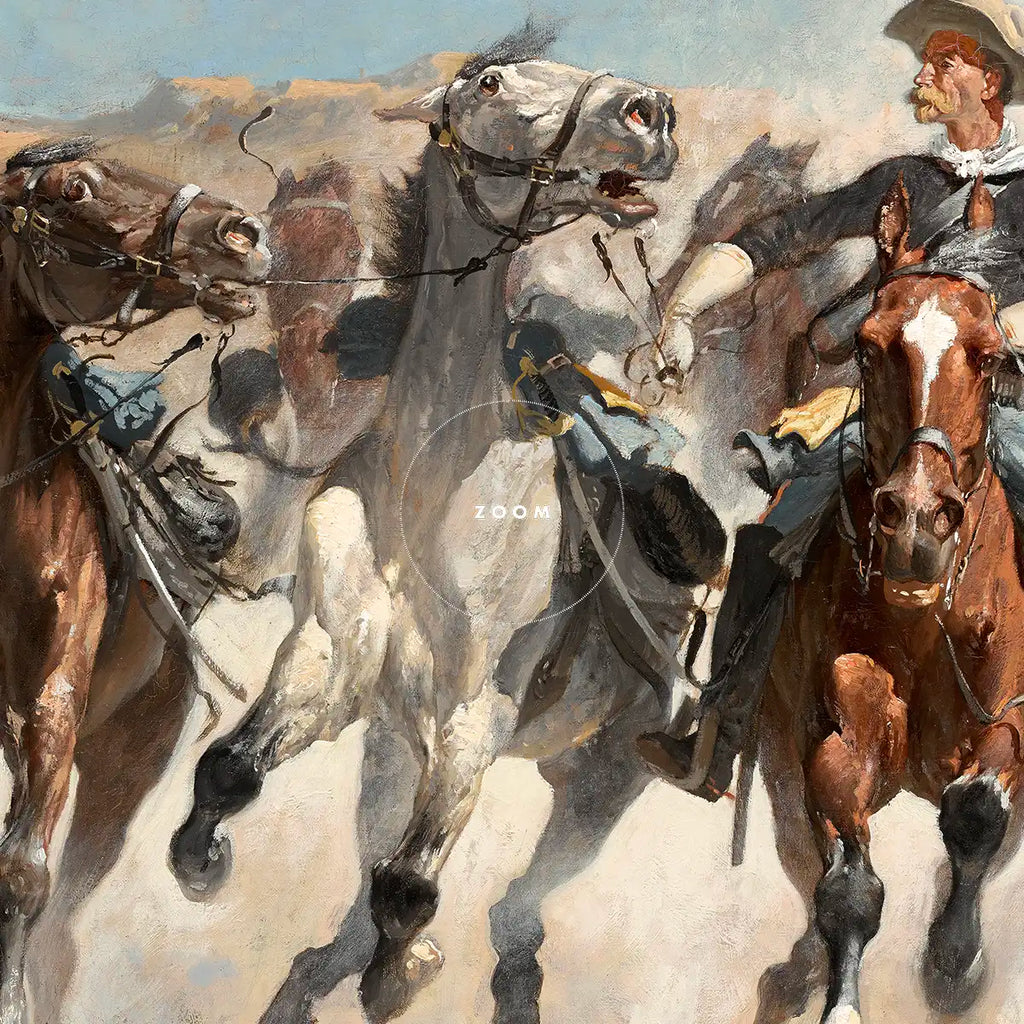 Dismounted: The Fourth Troopers Moving the Led Horses printable by Frederic Remington - Printable.app