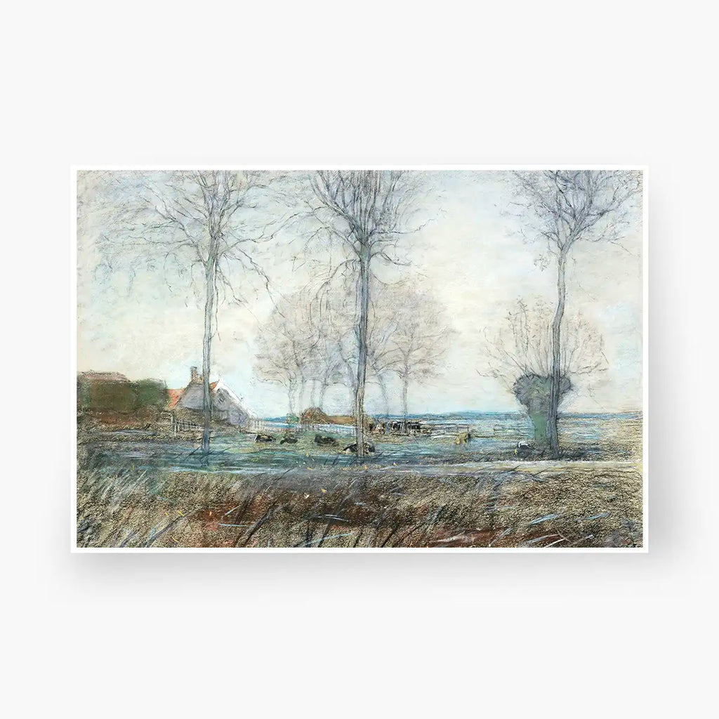 Farm Setting, Three Tall Trees in the Foreground printable by Piet Mondrian - Printable.app