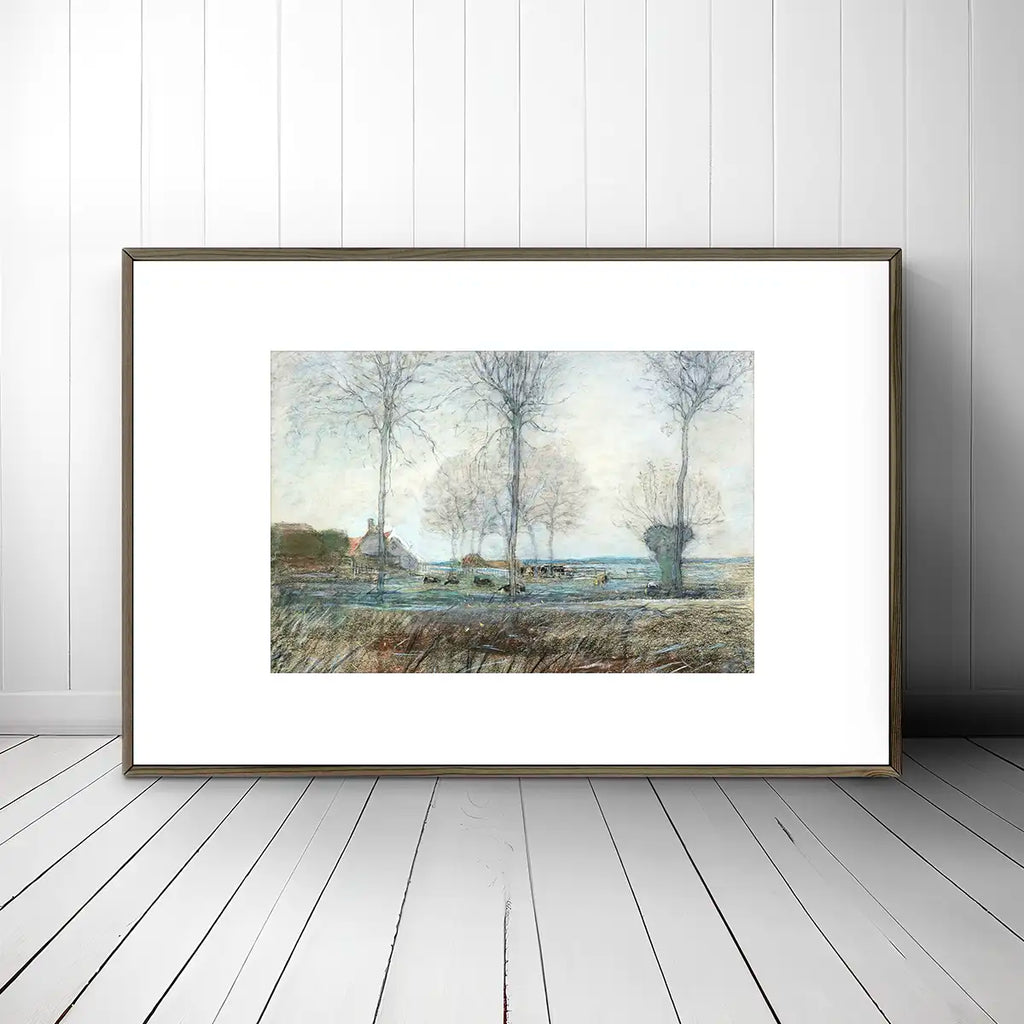 Farm Setting, Three Tall Trees in the Foreground printable by Piet Mondrian - Printable.app