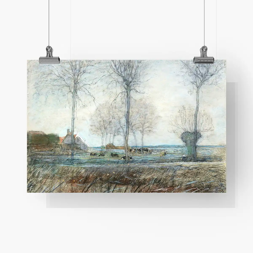 Farm Setting, Three Tall Trees in the Foreground printable by Piet Mondrian - Printable.app