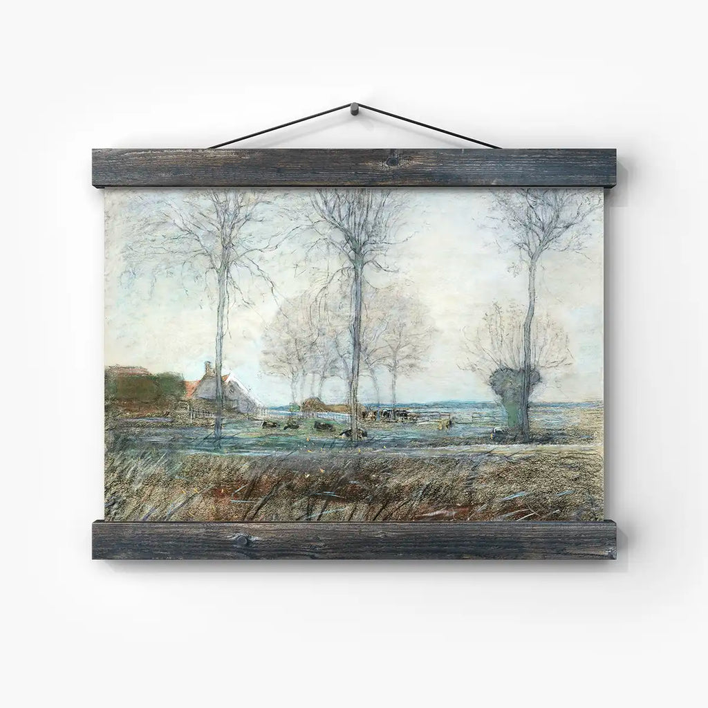 Farm Setting, Three Tall Trees in the Foreground printable by Piet Mondrian - Printable.app