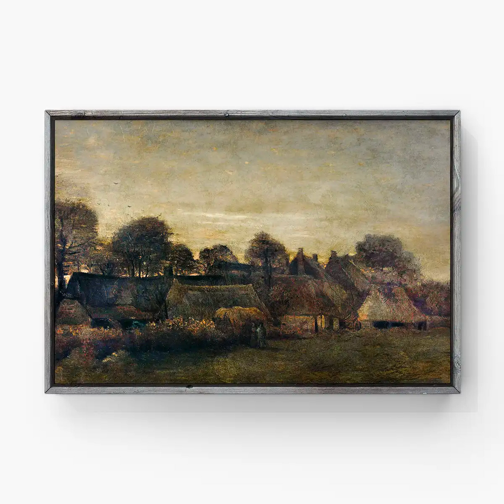 Farming Village at Twilight printable by Vincent Van Gogh - Printable.app