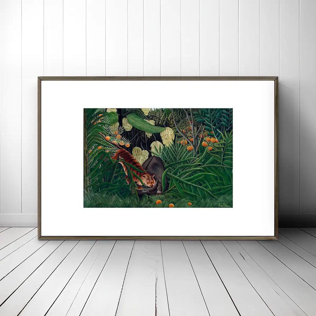 Fight between a Tiger and a Buffalo printable by Henri Rousseau - Printable.app