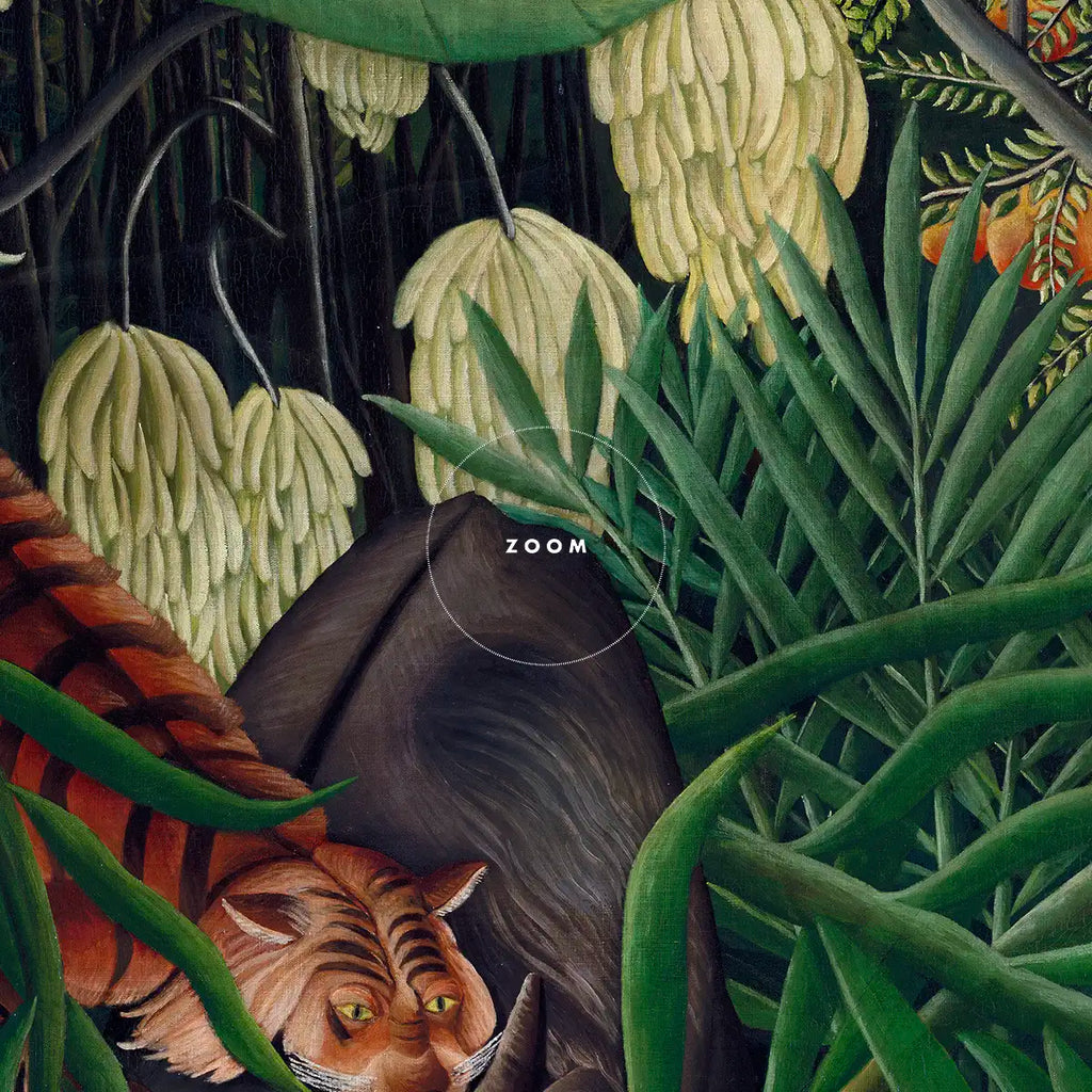 Fight between a Tiger and a Buffalo printable by Henri Rousseau - Printable.app