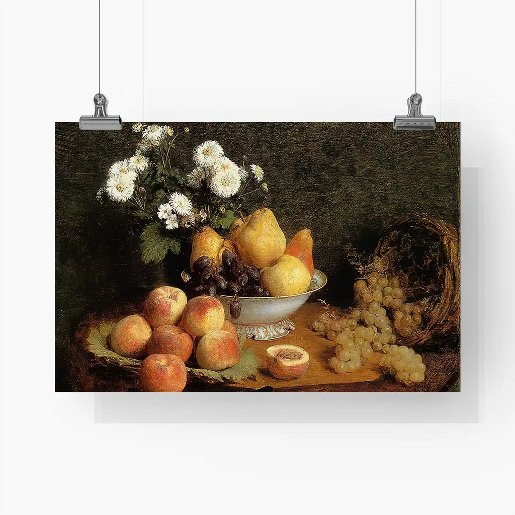 Flowers and Fruit on a Table printable by Henri Fantin-Latour - Printable.app