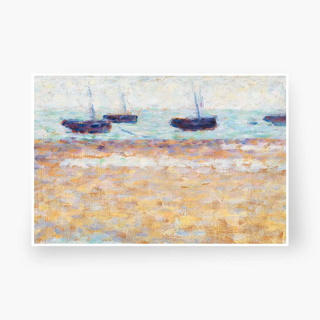 Four Boats at Grandcamp printable by Georges Seurat - Printable.app