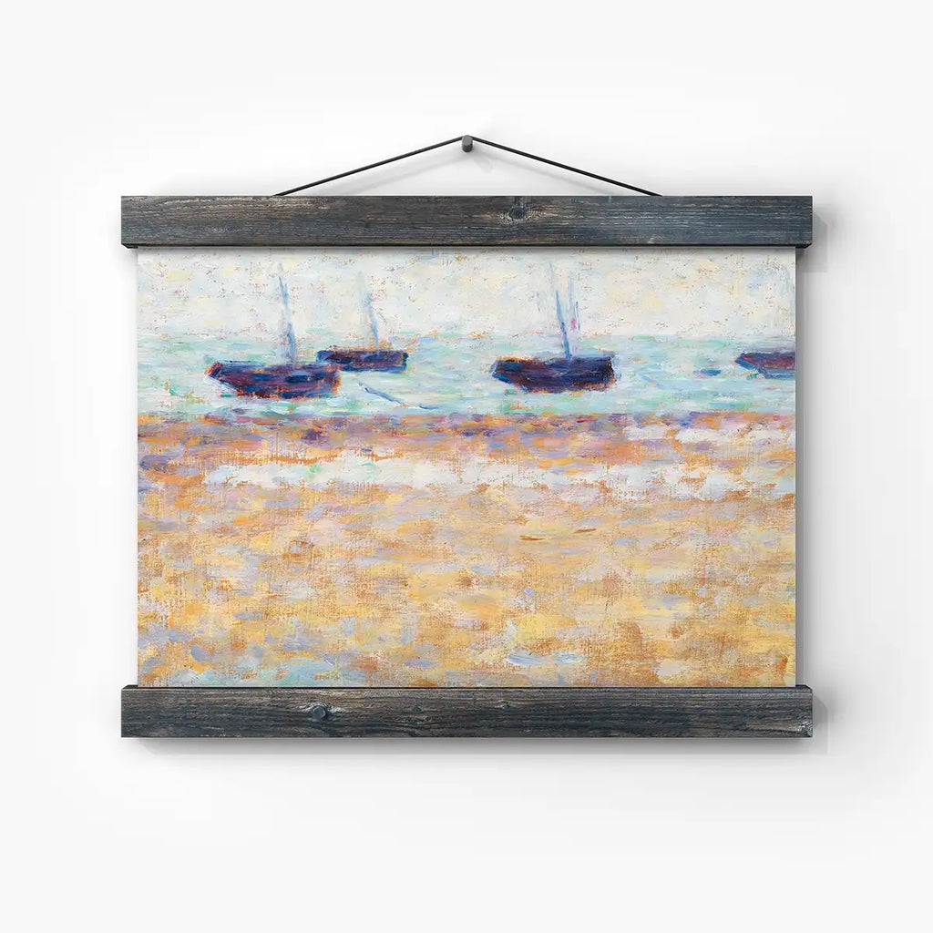 Four Boats at Grandcamp printable by Georges Seurat - Printable.app