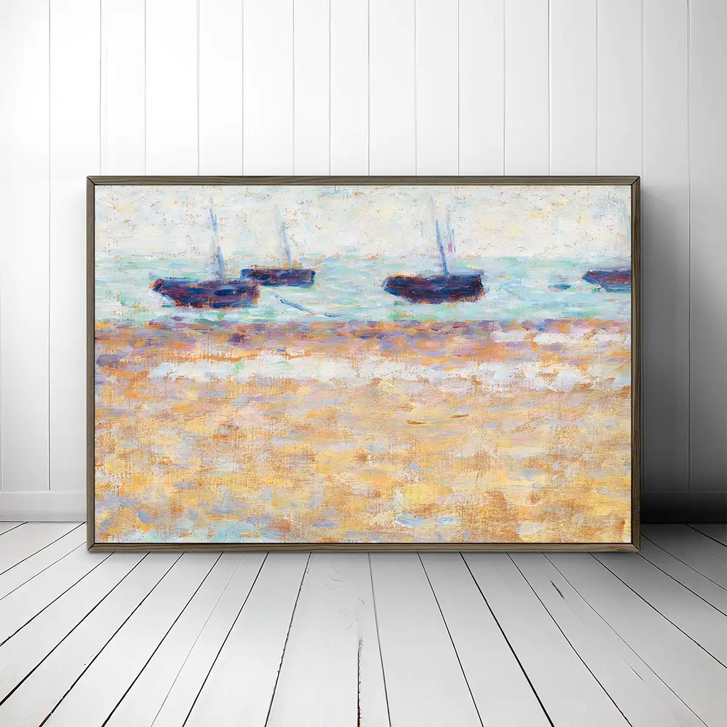 Four Boats at Grandcamp printable by Georges Seurat - Printable.app