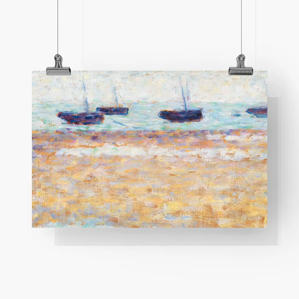 Four Boats at Grandcamp printable by Georges Seurat - Printable.app