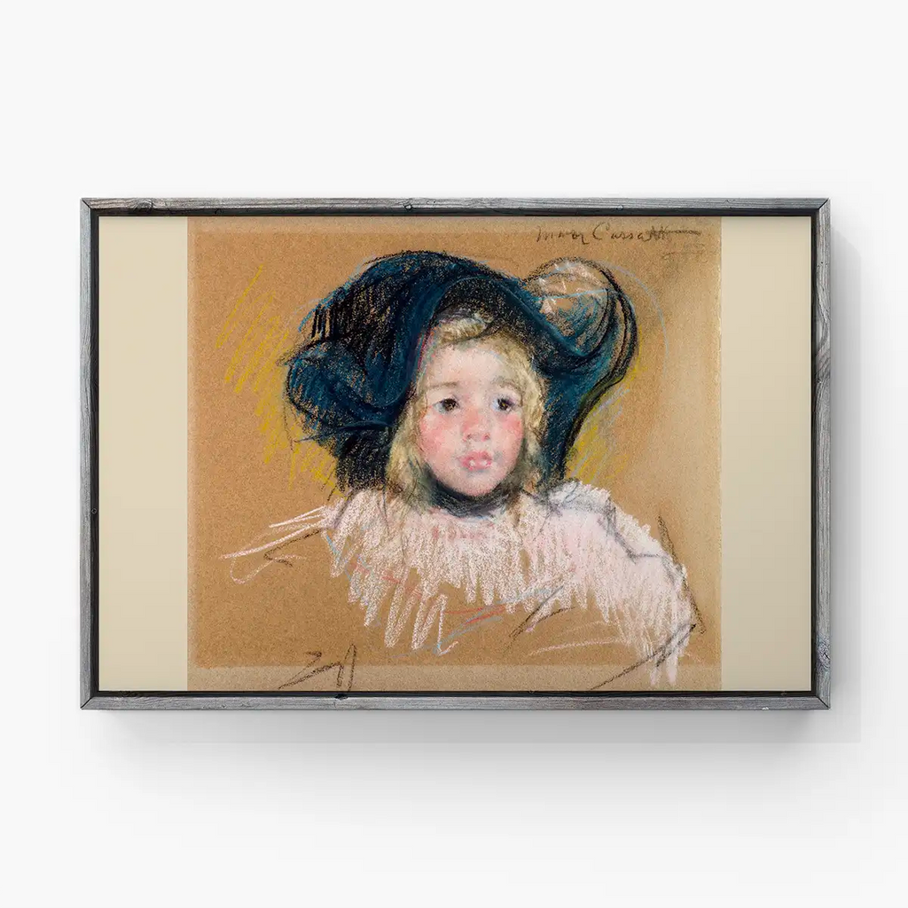 Head of Simone in a Green Bonnet with Wavy Brim (No. 2) printable by Mary Cassatt - Printable.app