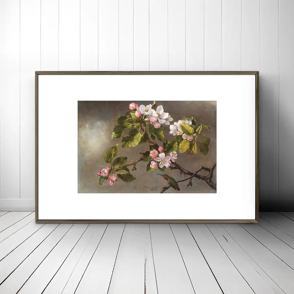 Hummingbird and Apple Blossoms printable by Martin Johnson Heade - Printable.app