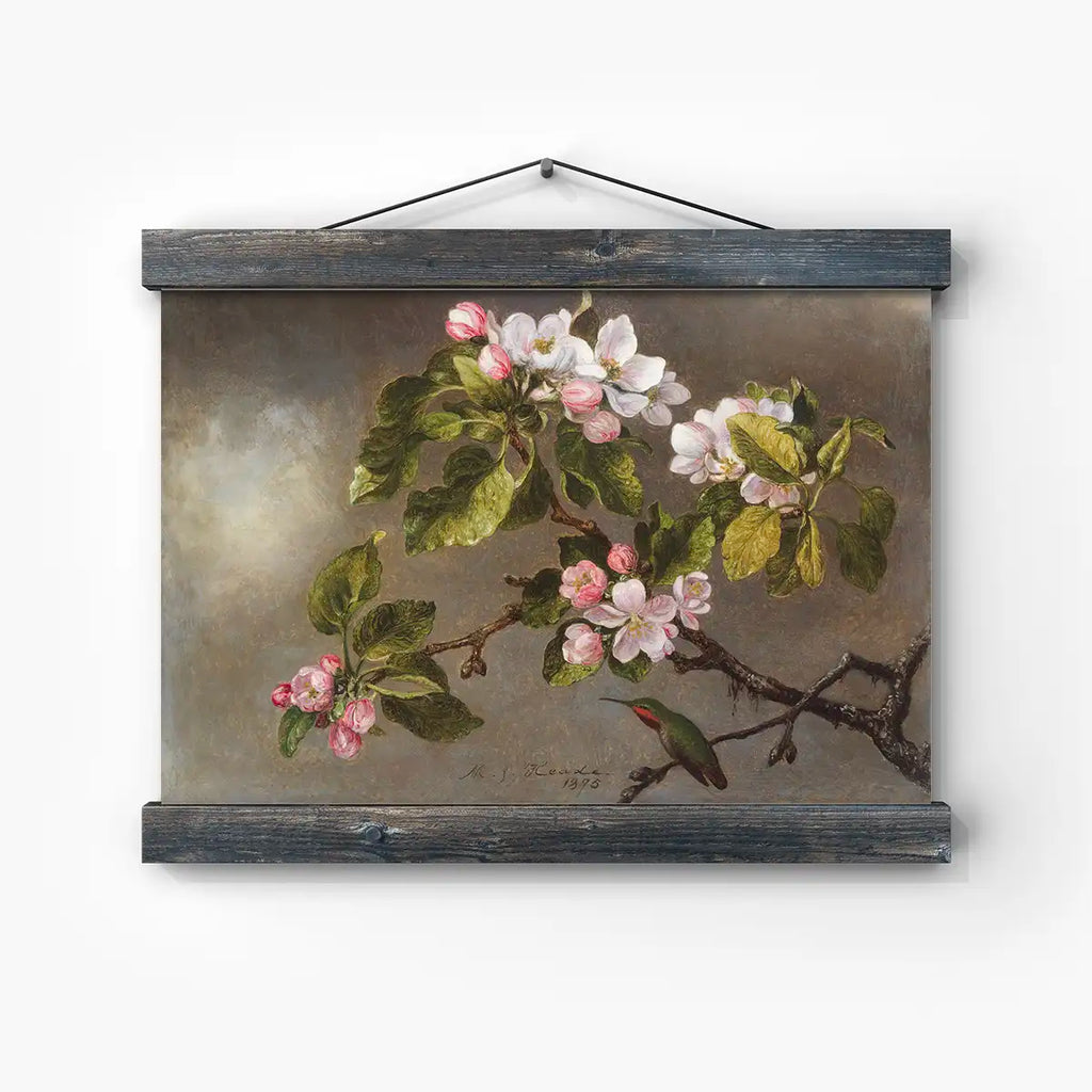 Hummingbird and Apple Blossoms printable by Martin Johnson Heade - Printable.app