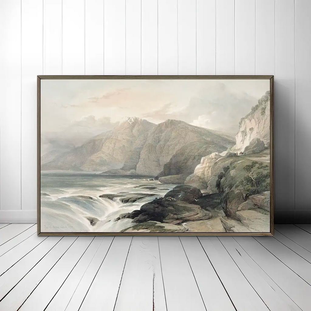 Landscape of Ras-el Abiad, coast of Syria printable by David Roberts - Printable.app