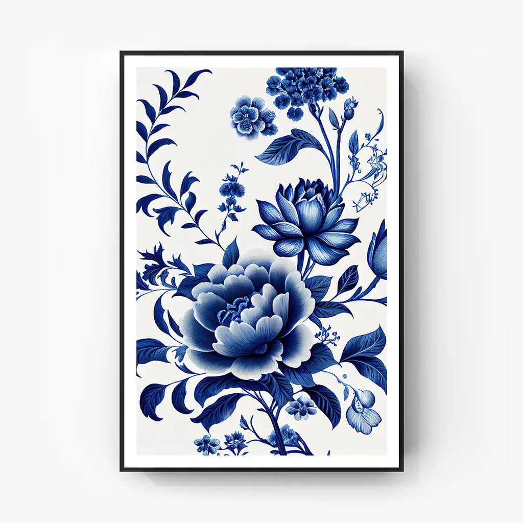 Mid-century Poster of Blue China Flowers printable by Blue China - Printable.app