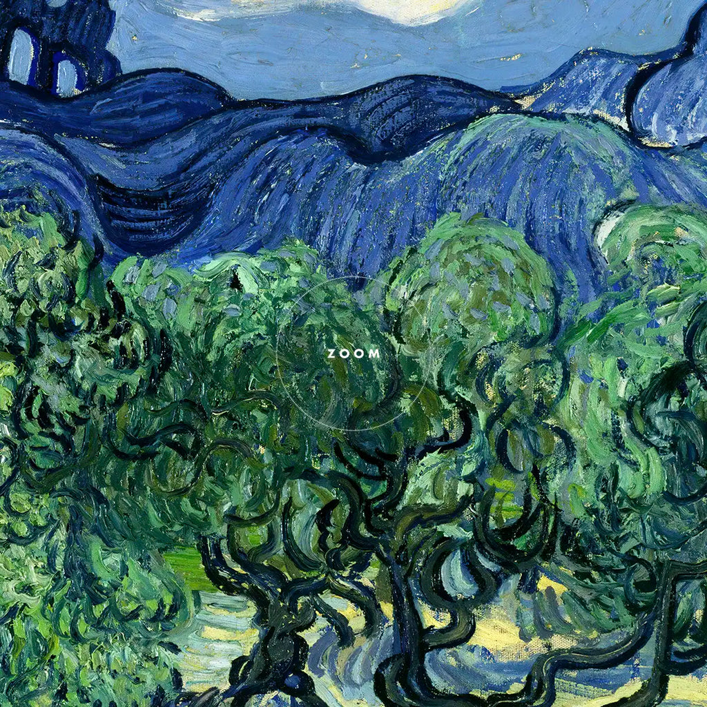 Olive Trees with the Alpilles in the Background printable by Vincent van Gogh - Printable.app