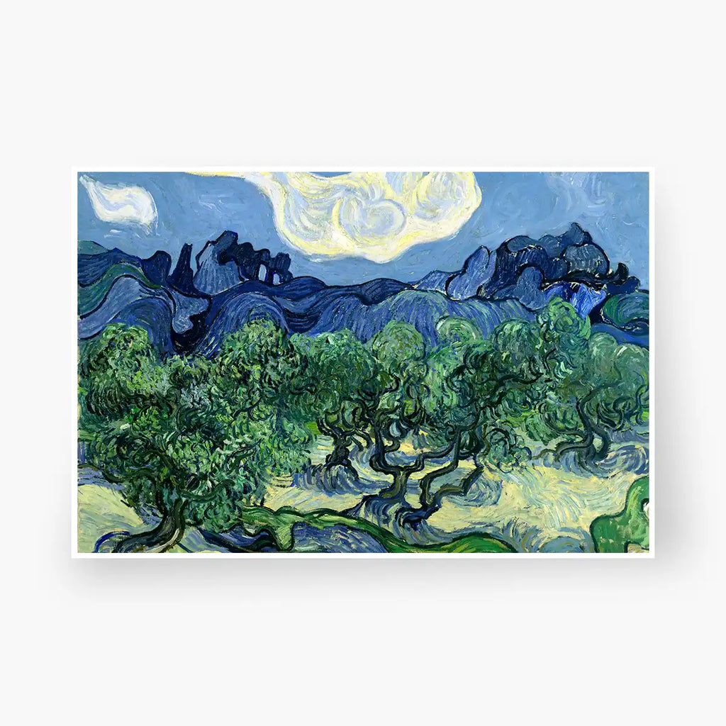 Olive Trees with the Alpilles in the Background printable by Vincent van Gogh - Printable.app