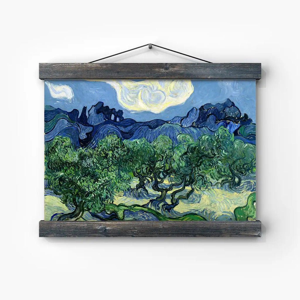 Olive Trees with the Alpilles in the Background printable by Vincent van Gogh - Printable.app